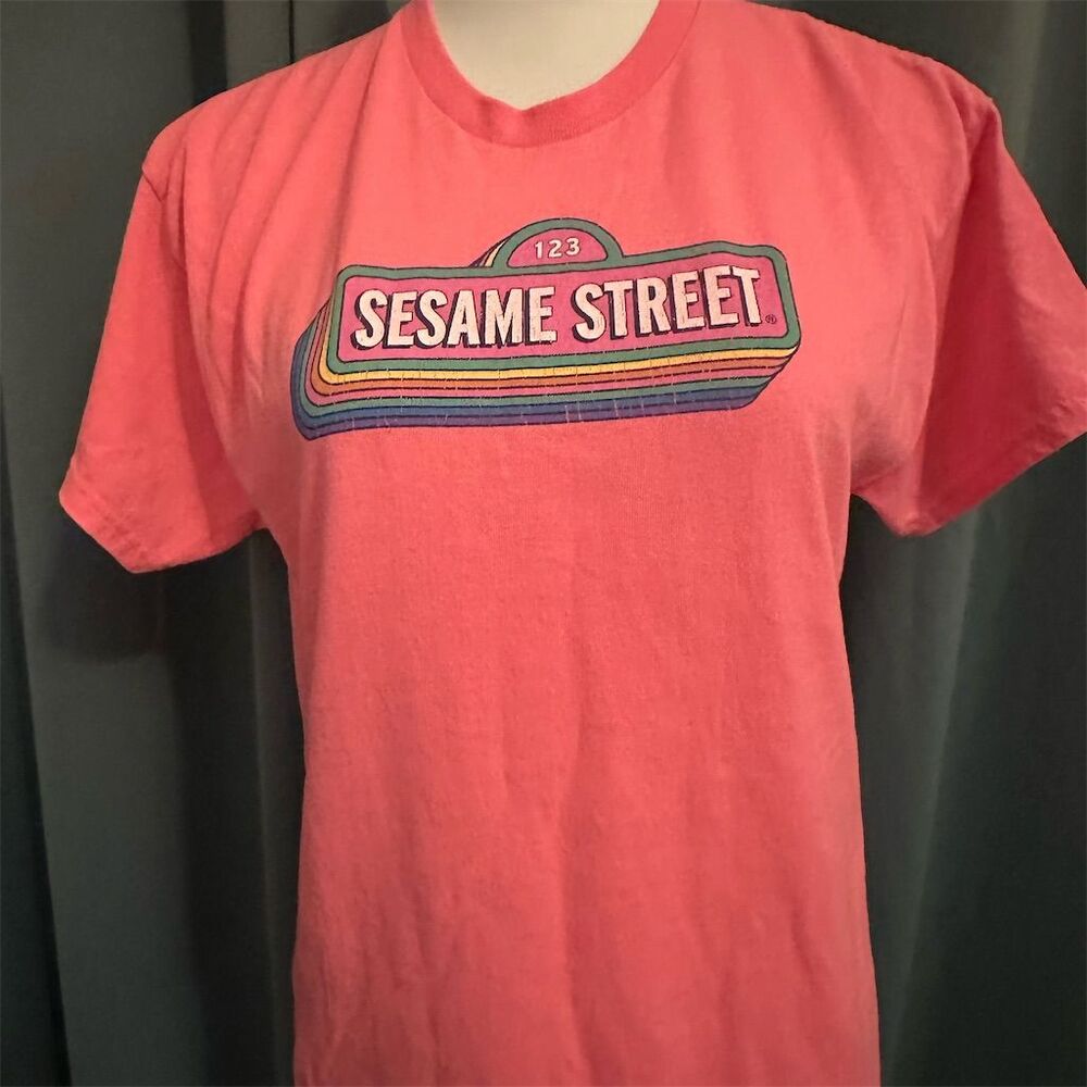 Sesame Place Unisex Pink Short Sleeve T-Shirt XL Nostalgia Theme
